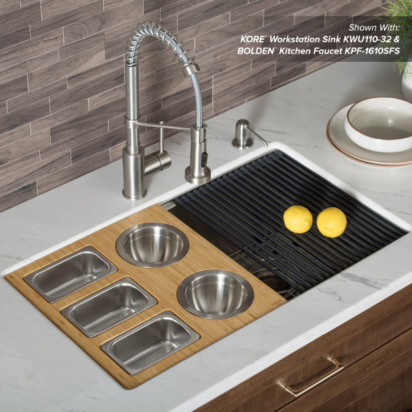 KRAUS KSC-1006BB Workstation Kitchen Sink Serving Board Set with Stainless Steel Bowl