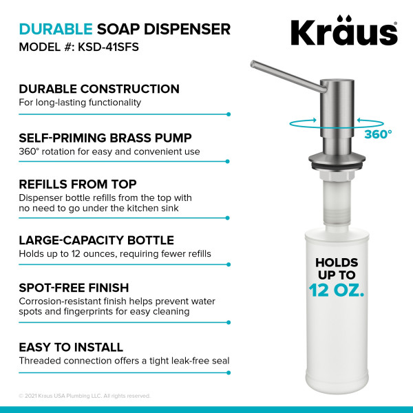 KRAUS KSD-41SFS KRAUS Kitchen Soap & Lotion Dispenser Spot Free Stainless Steel