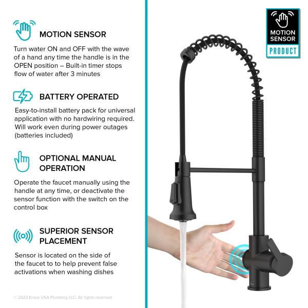 KRAUS KSF-1691 Britt Touchless Sensor Commercial Pull-Down Single Handle Kitchen