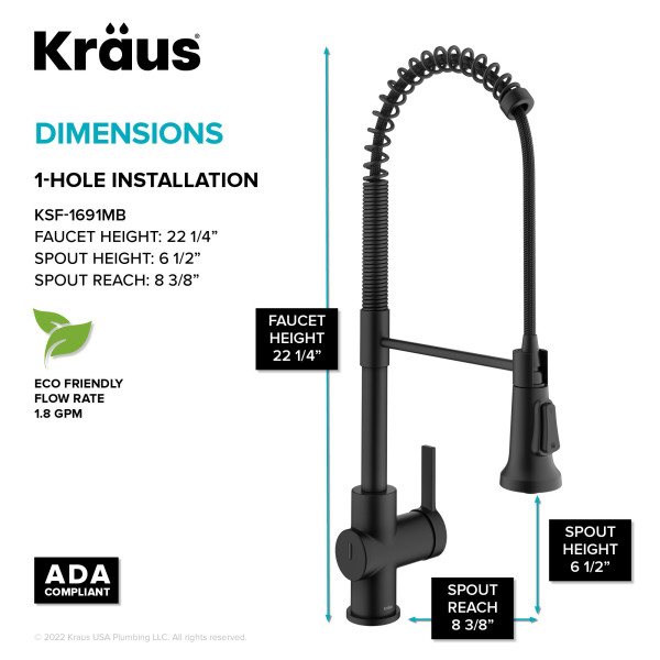 KRAUS KSF-1691 Britt Touchless Sensor Commercial Pull-Down Single Handle Kitchen