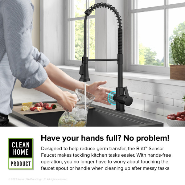 KRAUS KSF-1691 Britt Touchless Sensor Commercial Pull-Down Single Handle Kitchen
