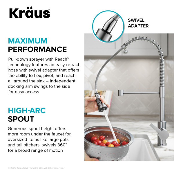 KRAUS KSF-1691 Britt Touchless Sensor Commercial Pull-Down Single Handle Kitchen