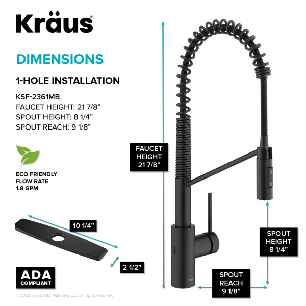 KRAUS KSF-2631 Commercial Pull-Down Single Handle Kitchen Faucet with QuickDock
