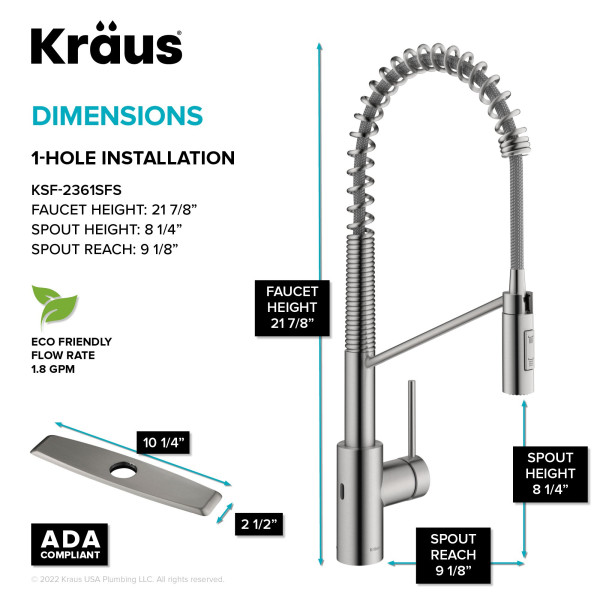 KRAUS KSF-2631 Commercial Pull-Down Single Handle Kitchen Faucet with QuickDock