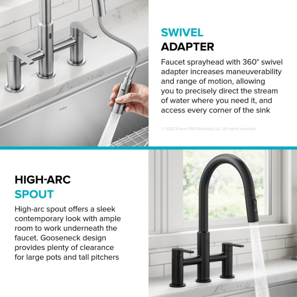 KRAUS KSF-3122MB Touchless Sensor Kitchen Faucet with Sprayhead in Matte Black