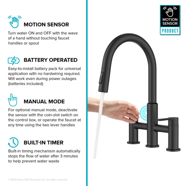 KRAUS KSF-3122MB Touchless Sensor Kitchen Faucet with Sprayhead in Matte Black