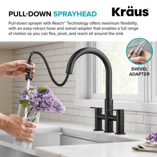 KRAUS KSF-3122MB Touchless Sensor Kitchen Faucet with Sprayhead in Matte Black