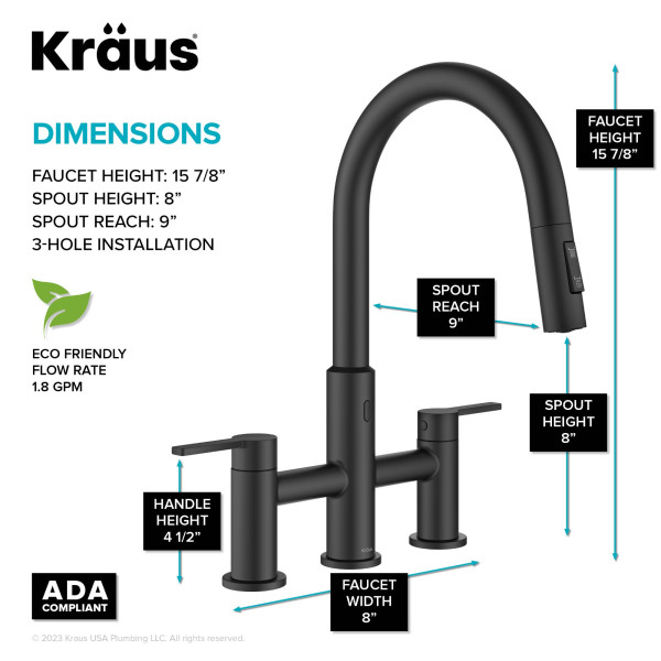 KRAUS KSF-3122MB Touchless Sensor Kitchen Faucet with Sprayhead in Matte Black