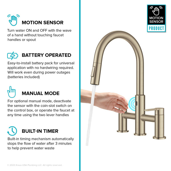 KRAUS KSF-3122SFACB Touchless Sensor Faucet with Sprayhead in Antique Bronze