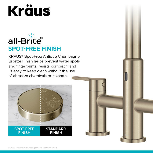 KRAUS KSF-3122SFACB Touchless Sensor Faucet with Sprayhead in Antique Bronze