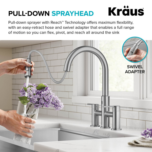 KRAUS KSF-3122SFS Touchless Sensor Faucet with Sprayhead in Stainless Steel