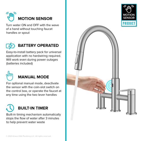 KRAUS KSF-3122SFS Touchless Sensor Faucet with Sprayhead in Stainless Steel