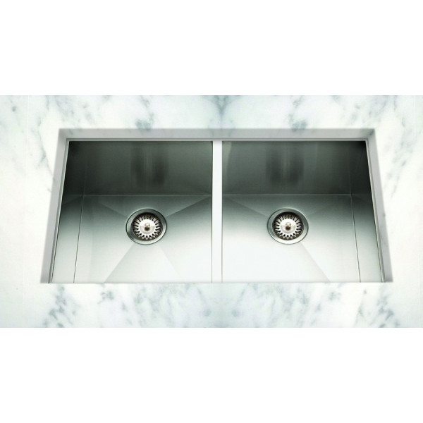 Cantrio Koncepts KSS-2918-0-DBL Undermount Two bowl Stainless steel Kitchen Sink