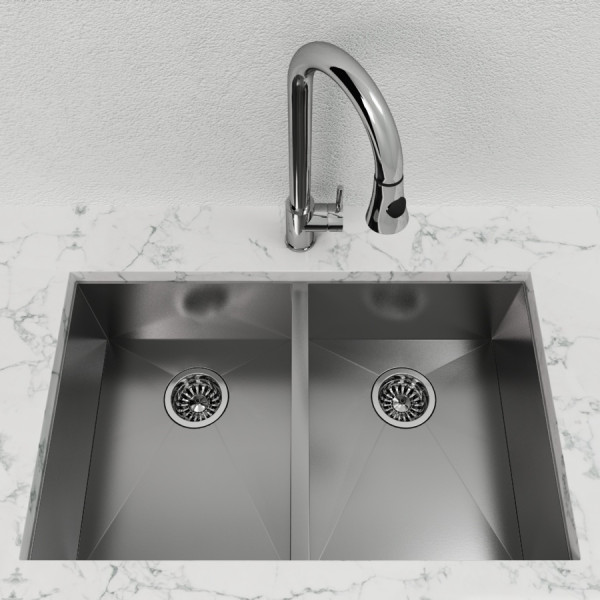 Cantrio Koncepts KSS-2918-0-DBL Undermount Two bowl Stainless steel Kitchen Sink