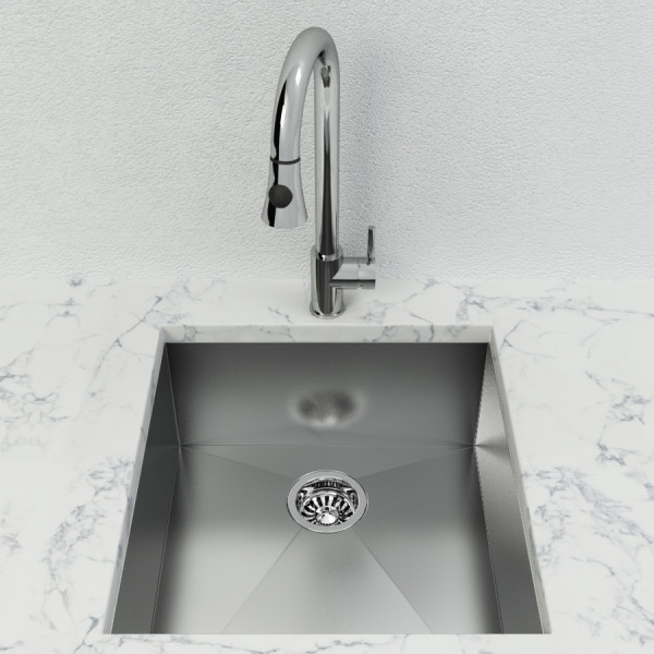 Cantrio Koncepts KSS-1920-0 0 Radius Undermount Stainless Steel Kitchen Sink