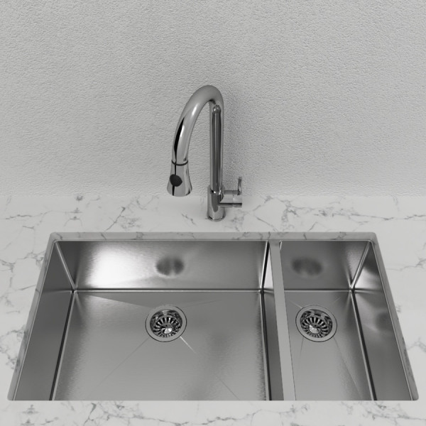 Cantrio Koncepts KSS-3318-1-OR 18 gauge Undermount bowl and a half Kitchen Sink