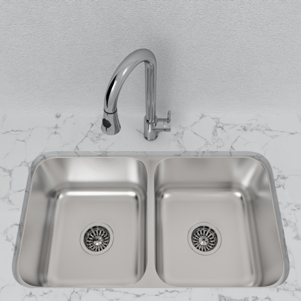 Cantrio Koncepts KSS-508 2 Basin Undermont Kitchen Sink - Stainless Steel