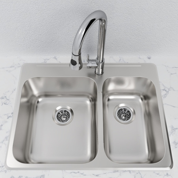 Cantrio Koncepts KSS-521 One and A Half Basin 19 gauge Drop-In Sink