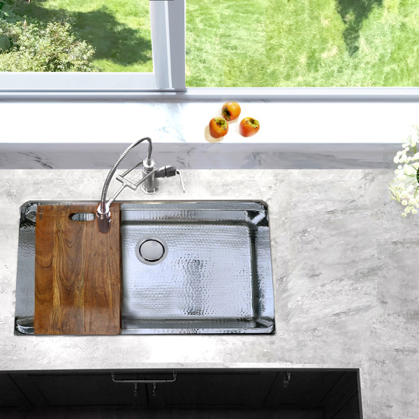 Nantucket Sinks KSSH-PS-3220 32 Inch Hammered Prepstation Stainless Steel Sink