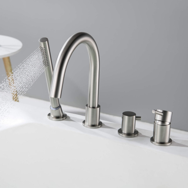 KIBI KTF3101BN Circular Deck Mounted Bathtub Faucet with Hand Shower