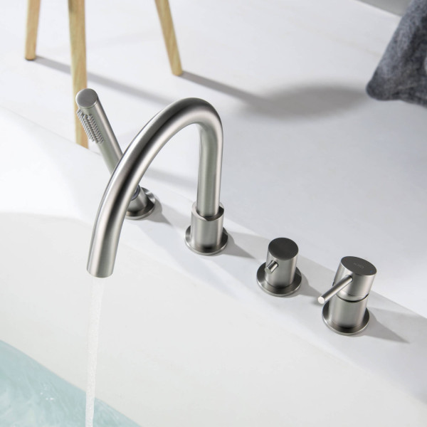 KIBI KTF3101BN Circular Deck Mounted Bathtub Faucet with Hand Shower