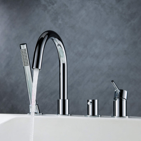 KIBI KTF3101CH Circular Deck Mounted Bathtub Faucet with Hand Shower