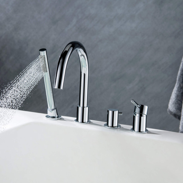 KIBI KTF3101CH Circular Deck Mounted Bathtub Faucet with Hand Shower