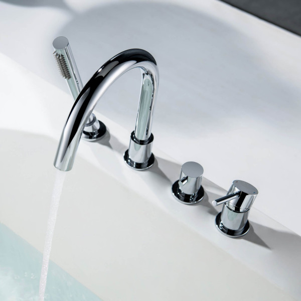 KIBI KTF3101CH Circular Deck Mounted Bathtub Faucet with Hand Shower