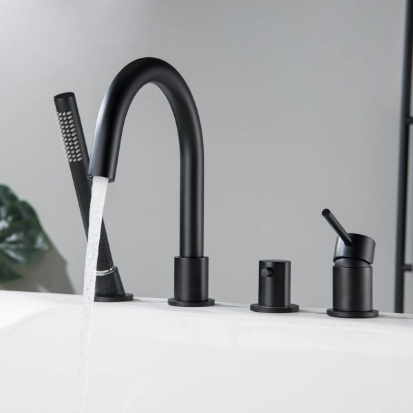 KIBI KTF3101MB Circular Deck Mounted Bathtub Faucet with Hand Shower