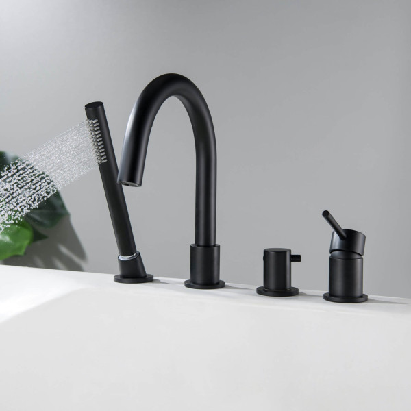 KIBI KTF3101MB Circular Deck Mounted Bathtub Faucet with Hand Shower