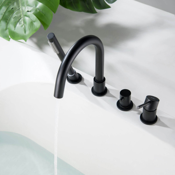 KIBI KTF3101MB Circular Deck Mounted Bathtub Faucet with Hand Shower