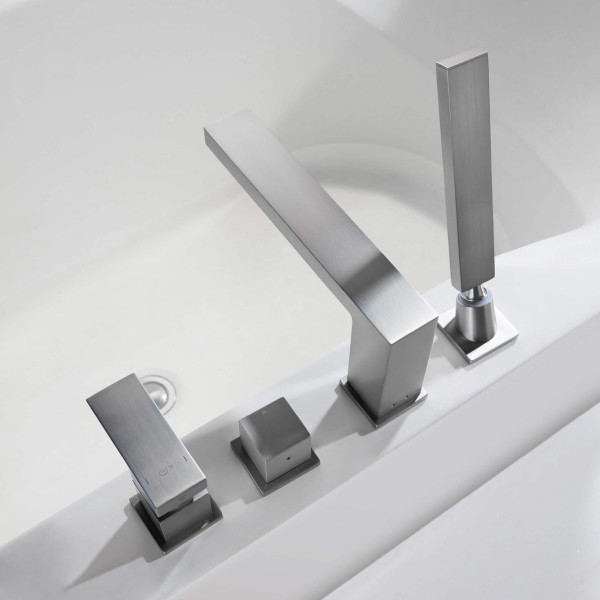 KIBI KTF3102BN Cube Deck Mounted Bathtub Faucet with Hand Shower