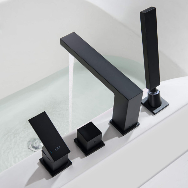 KIBI KTF3102MB Cube Deck Mounted Bathtub Faucet with Hand Shower