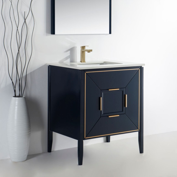 Kubebath KV8830 Vetro 30 Inch Vanity With Quartz Counter Top