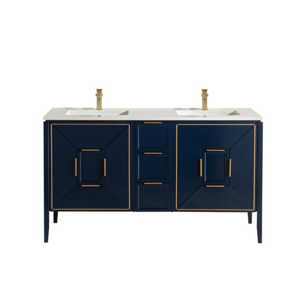 Kubebath KV8860 Vetro 60 Inch Vanity With Quartz Counter Top