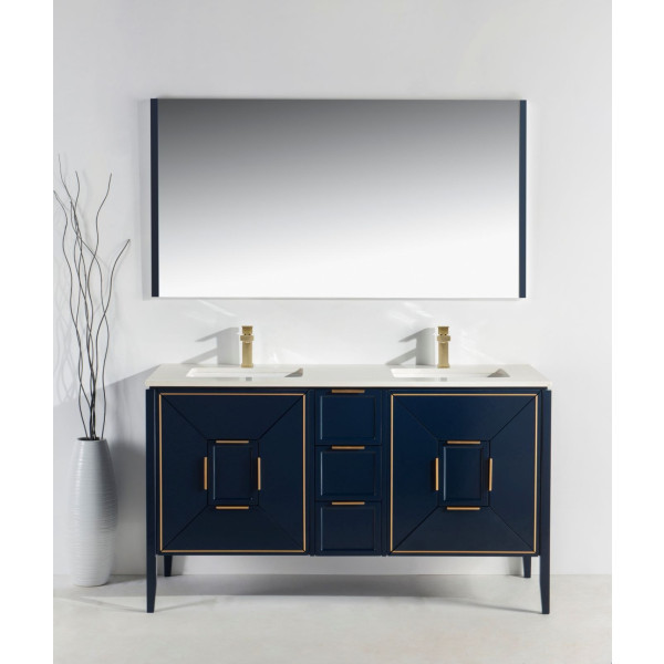 Kubebath KV8860 Vetro 60 Inch Vanity With Quartz Counter Top