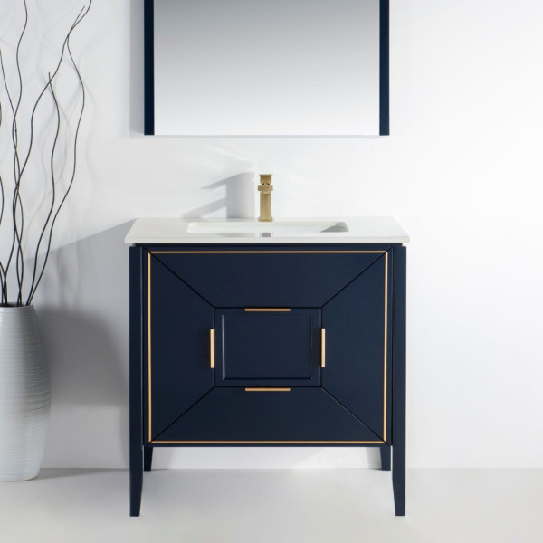 Kubebath KV8836 Vetro 36 Inch Vanity With Quartz Counter Top
