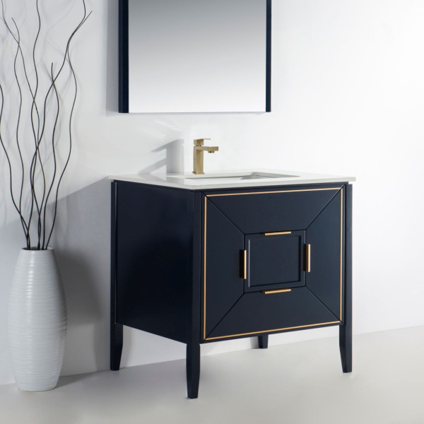 Kubebath KV8836 Vetro 36 Inch Vanity With Quartz Counter Top