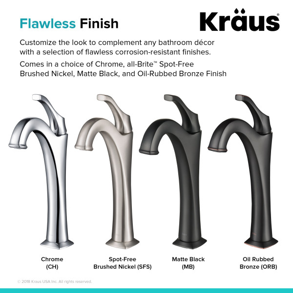 Kraus KVF-1200 Arlo™ Single Handle Vessel Faucet with Pop Up Drain