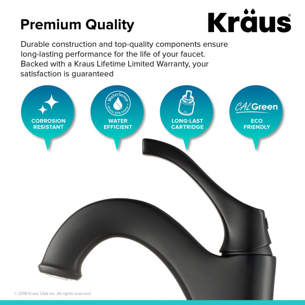 Kraus KVF-1200 Arlo™ Single Handle Vessel Faucet with Pop Up Drain