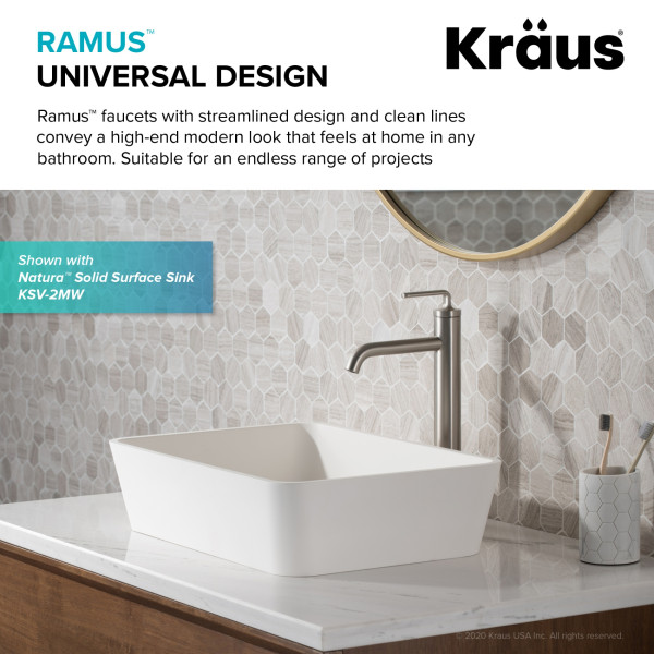 Kraus KVF-1220 Ramus™ Single Handle Vessel Faucet with Pop-Up Drain