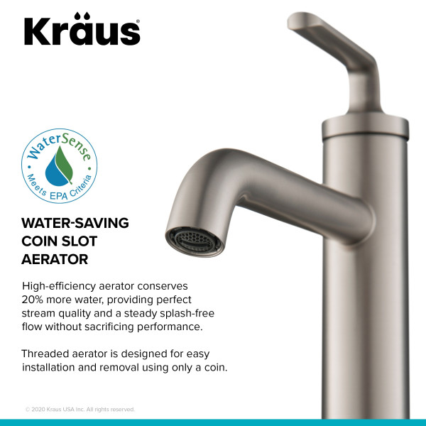 Kraus KVF-1220 Ramus™ Single Handle Vessel Faucet with Pop-Up Drain
