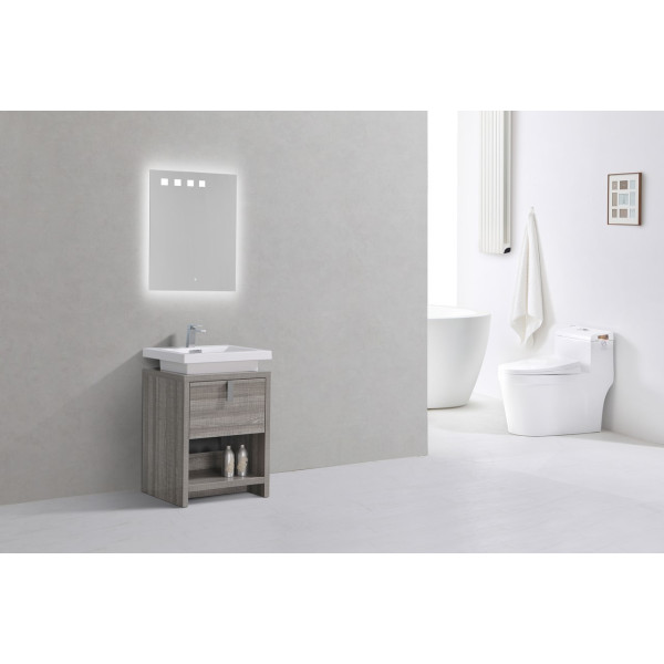 KubeBath L600 Levi 24 Inch Modern Bathroom Vanity w/ Cubby Hole