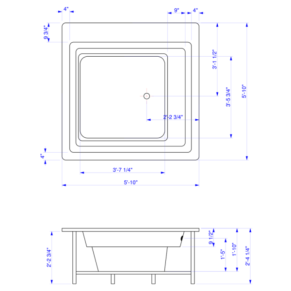 Aquatica Lacus-Wht-Std Lacus-Wht Drop-In Acrylic Bathtub