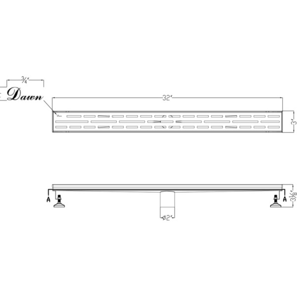Dawn® LAN320304 Amazon River Series Linear Shower Drain 32"L In Polished Satin