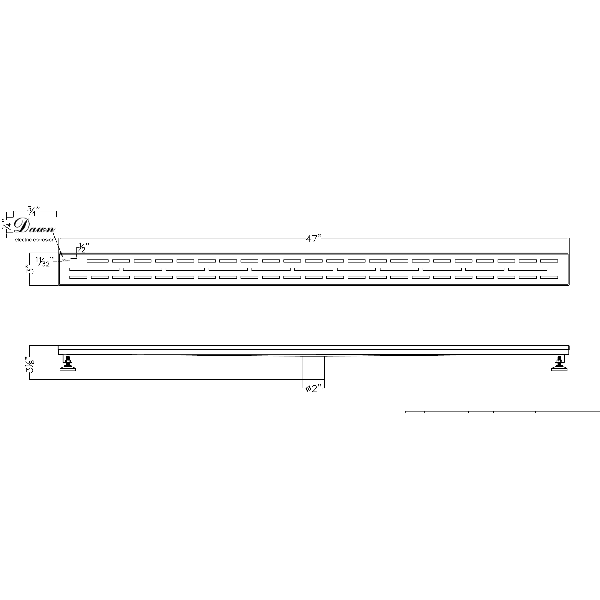Dawn® LAN470304 Amazon River Series Linear Shower Drain 47"L In Polished Satin