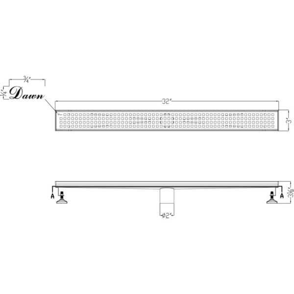 Dawn® LBE320304 Brisbane River Series Linear Shower Drain 32"L In Polished Satin
