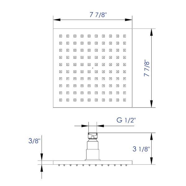 ALFI brand LED8S 8 Inch Square Multi Color LED Rain Shower Head