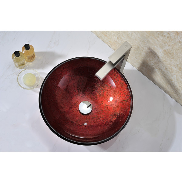 ANZZI LS-AZ029 Crown Series Deco-Glass Vessel Sink In Lustrous Red