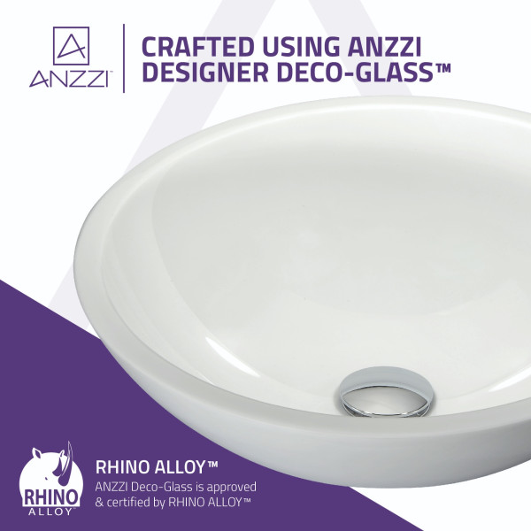 ANZZI LS-AZ032 Egret Series Round Glass Bathroom Vessel Sink In White